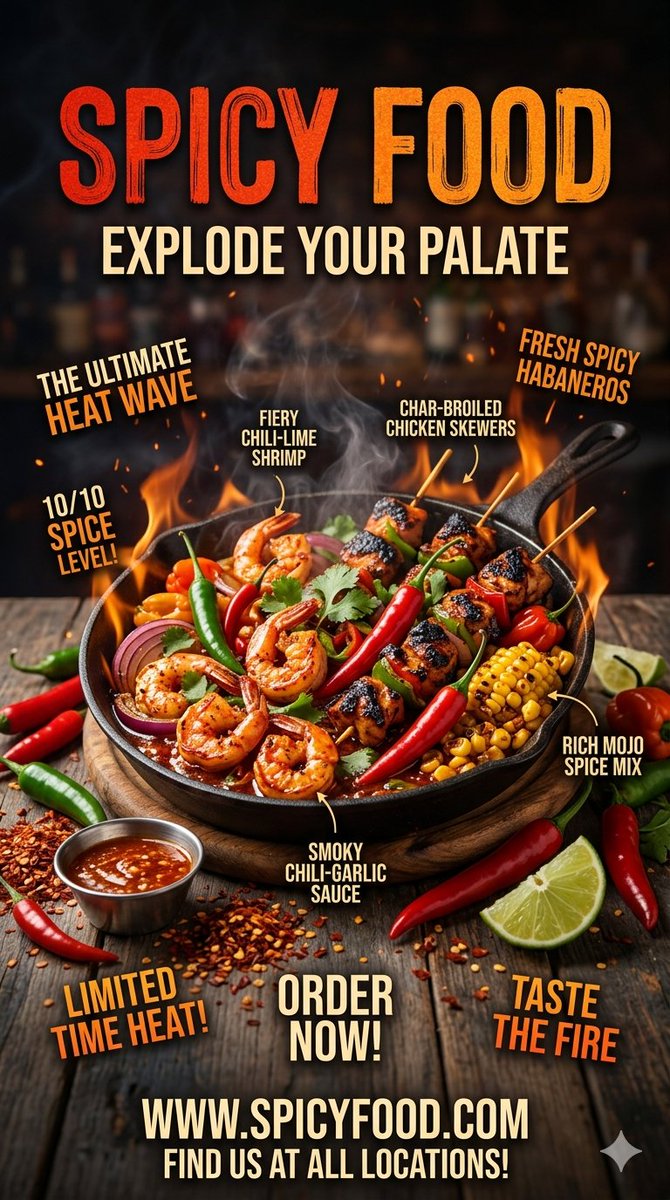 Spicy Food Restaurant Poster - AI image template preview