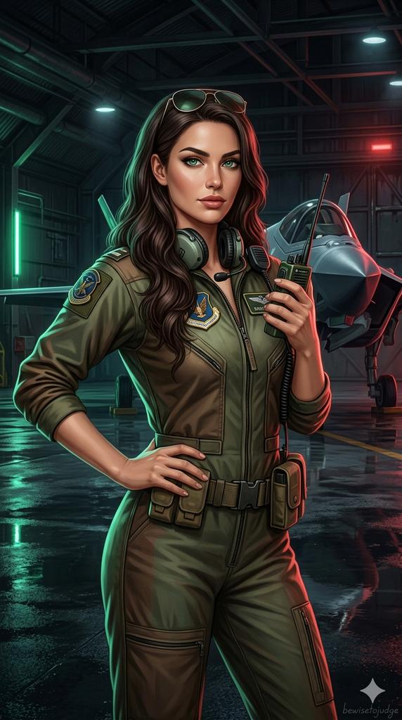 Military Flight Jumpsuit Portrait - AI image template preview