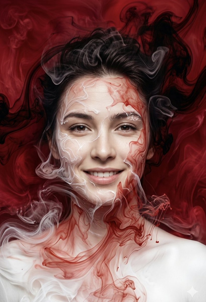 Surreal Ink Fluid Portrait Art - AI image template preview