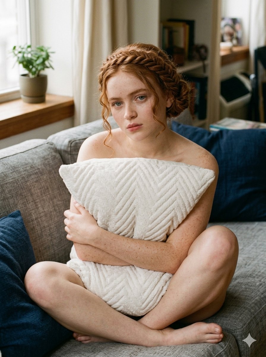 Cozy Indoor Sofa Portrait - AI image template preview