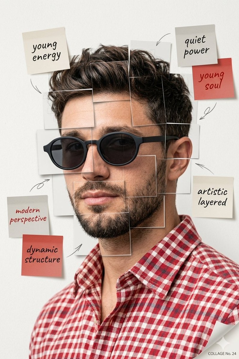 Deconstructed Grid Editorial Portrait - AI image template preview