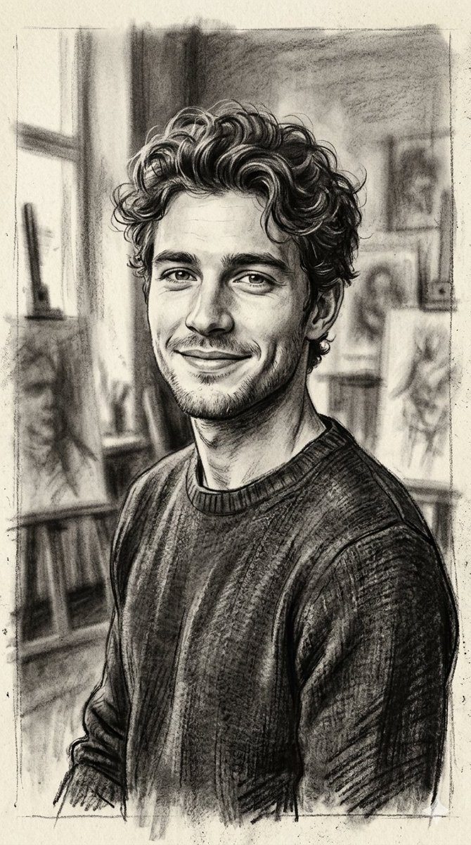 Hand-Drawn Charcoal Sketch Portrait - AI image template preview