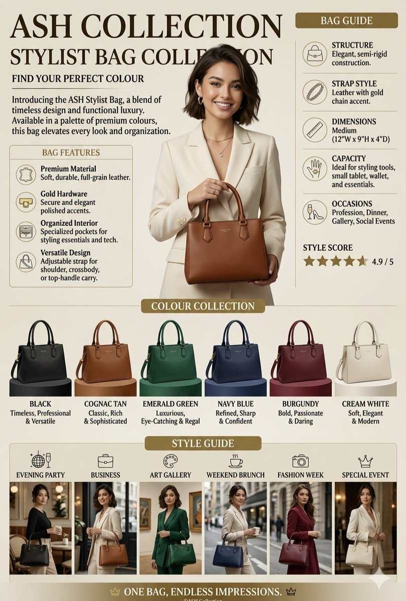 Luxury Handbag Promotional Infographic - AI image template preview