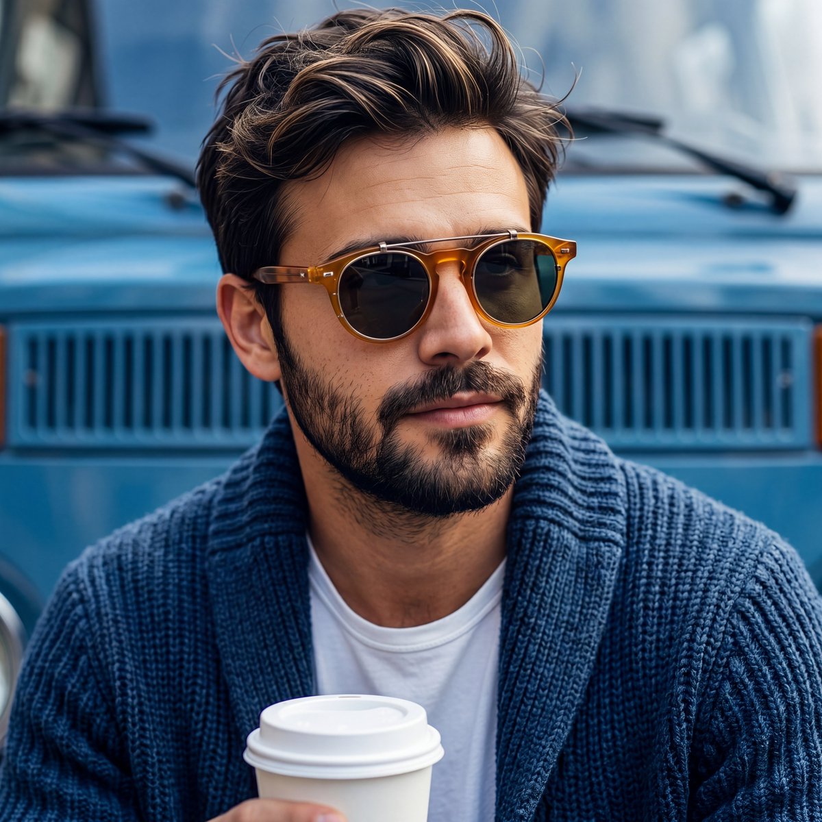 Rugged Sophisticated Urban Male Portrait - AI image template preview