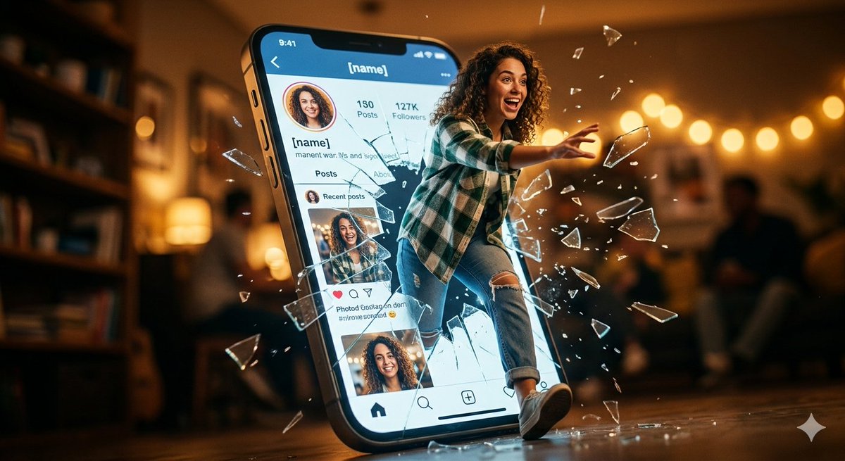Shattered Screen Social Media Ad - AI image template preview