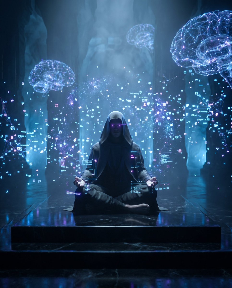 Cyber Spiritualism Digital Monk - AI image template preview