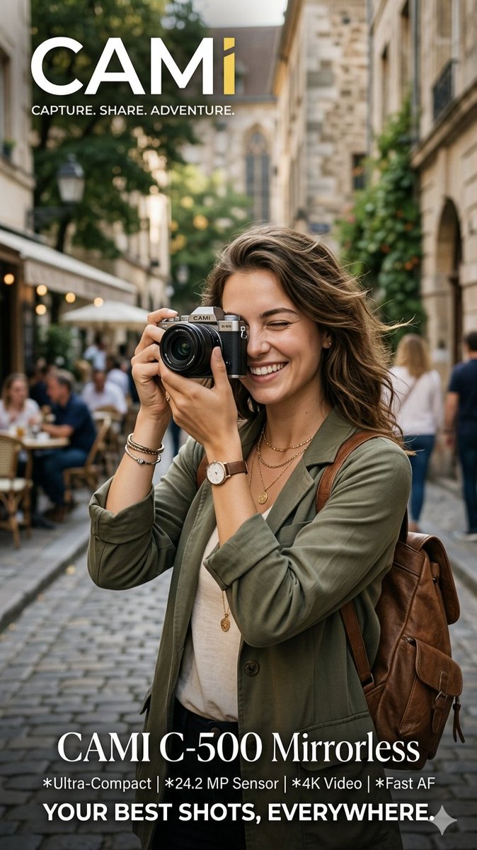 Travel Photographer Camera Advertisement - AI image template preview