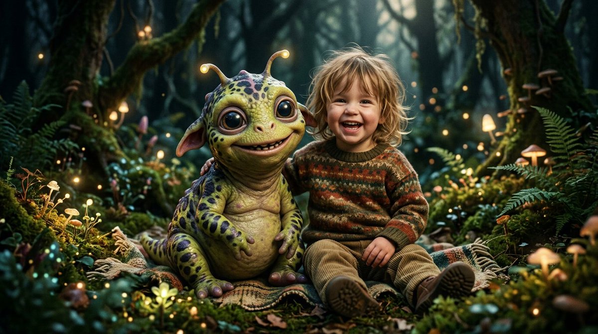 Fantasy Child and Alien Creature Portrait - AI image template preview