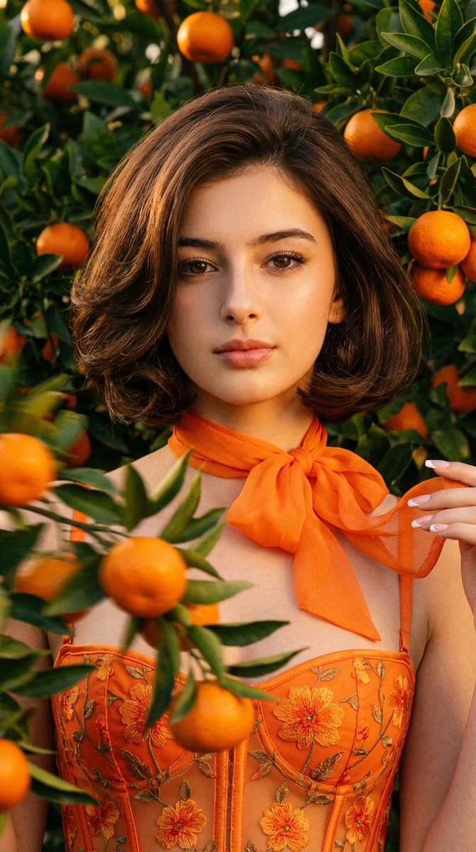 Golden Hour Tangerine Grove - AI image template preview