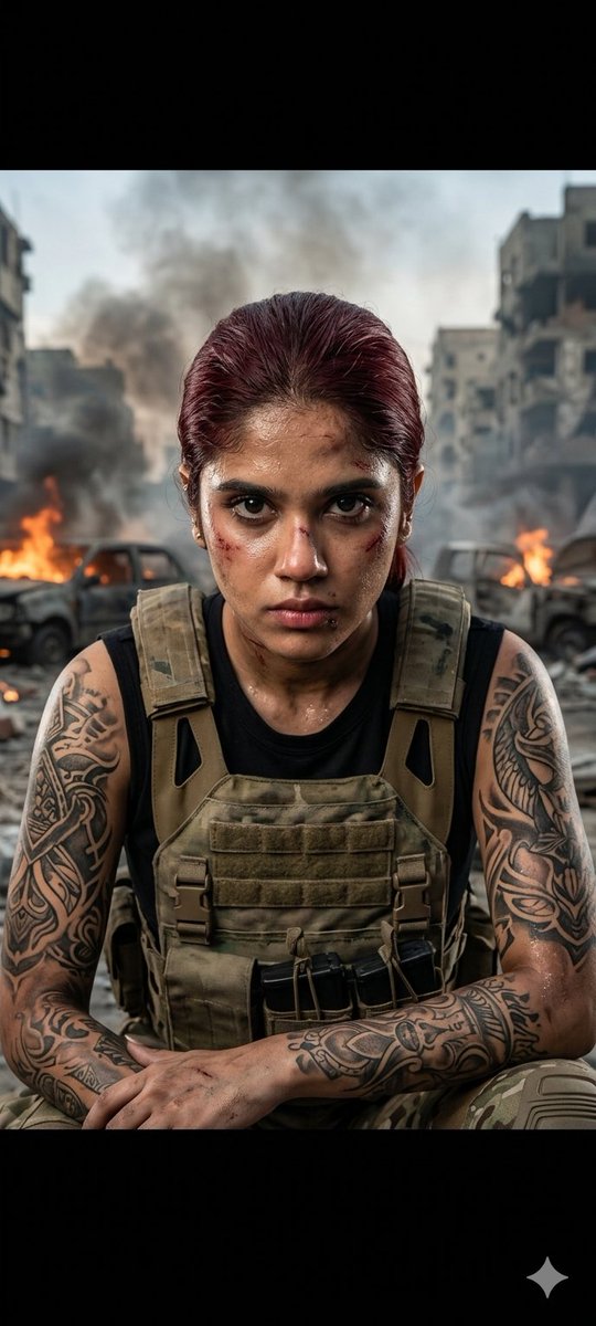 Cinematic Military Woman Portrait - AI image template preview