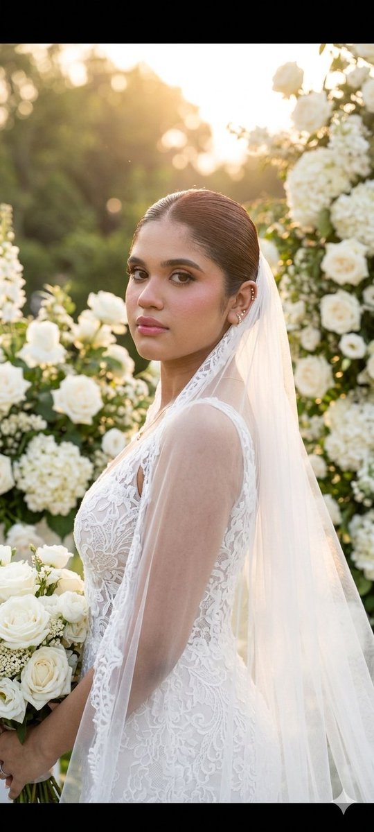 Realistic Bridal Garden Portrait - AI image template preview