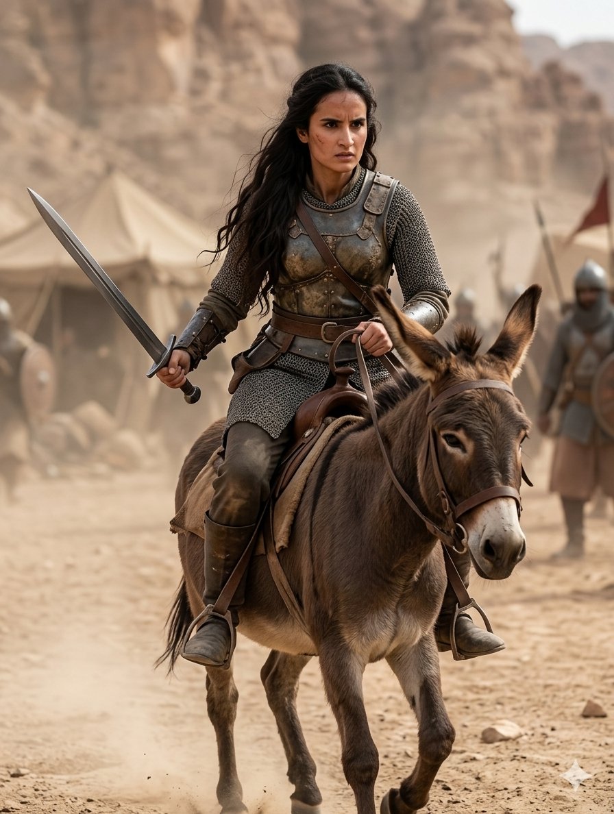 Medieval Desert Battlefield Warrior - AI image template preview