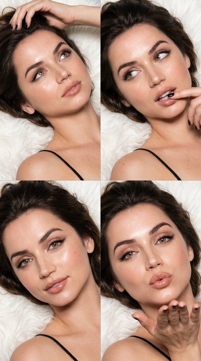 Four Moods Beauty Portrait Collage - AI image template preview