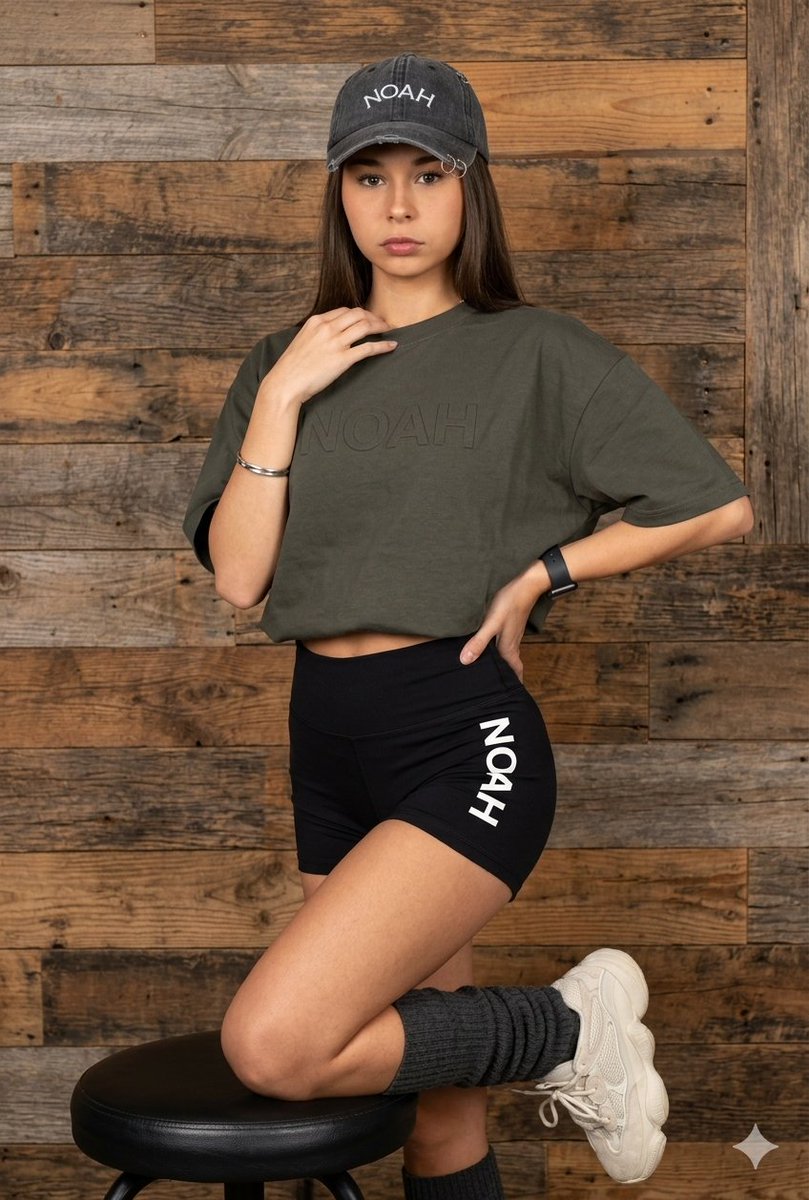 Latina Model in Distressed Denim and Wood Background - AI image template preview