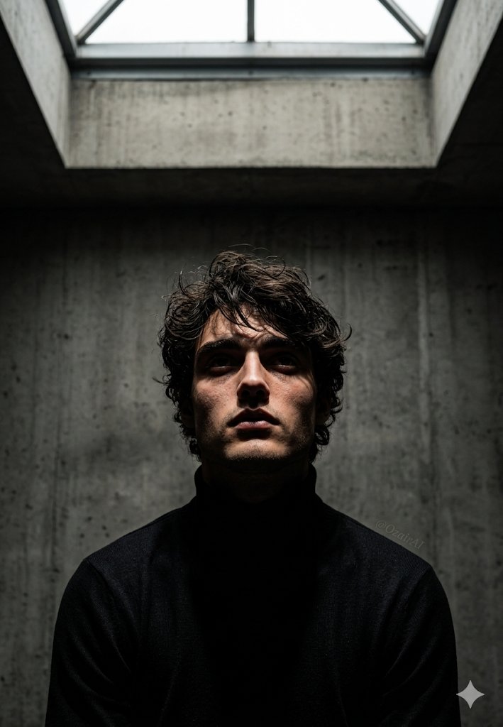 Industrial Brutalist Documentary Portrait - AI image template preview