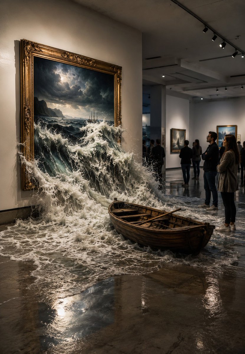 Flooded Art Gallery Surrealism - AI image template preview