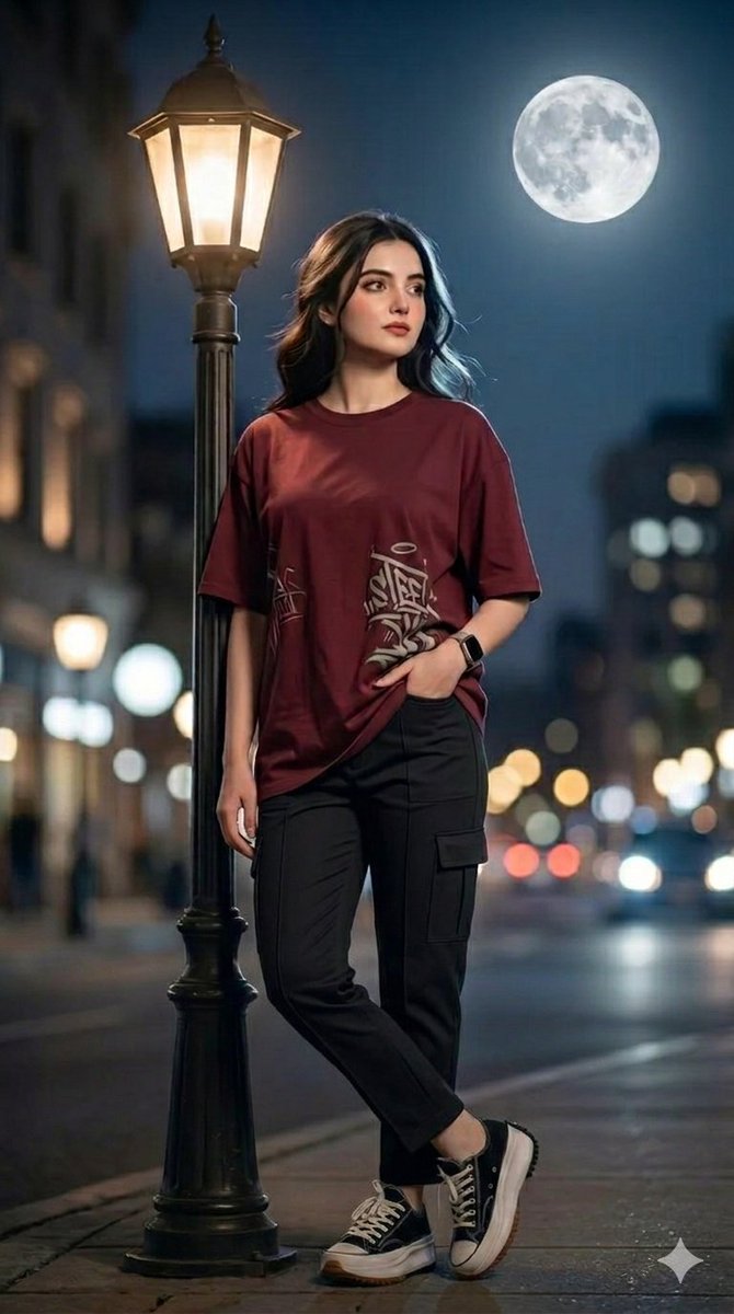 Urban Night Portrait with Soft Bokeh - AI image template preview