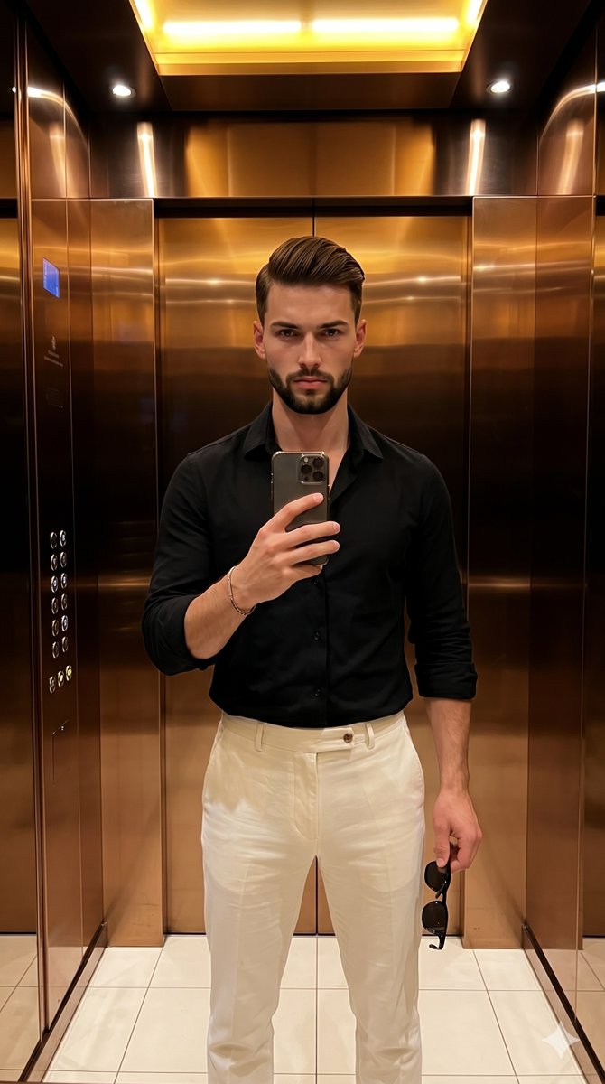 Urban Fashion Elevator Portrait - AI image template preview