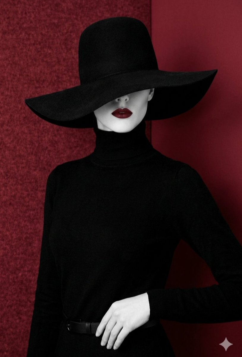 Mysterious Black and Red Fashion Portrait - AI image template preview
