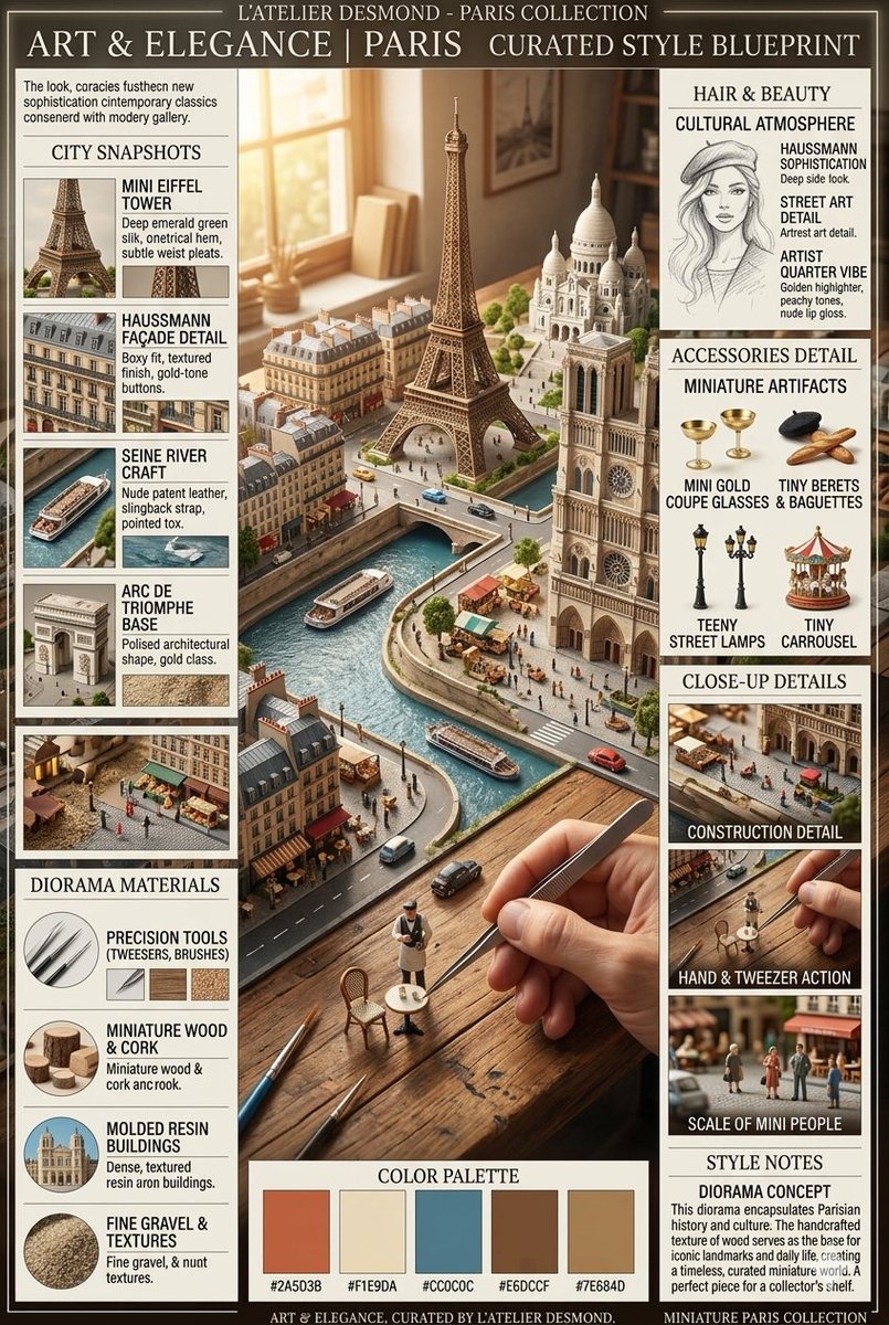 Parisian Diorama Infographic Blueprint - AI image template preview