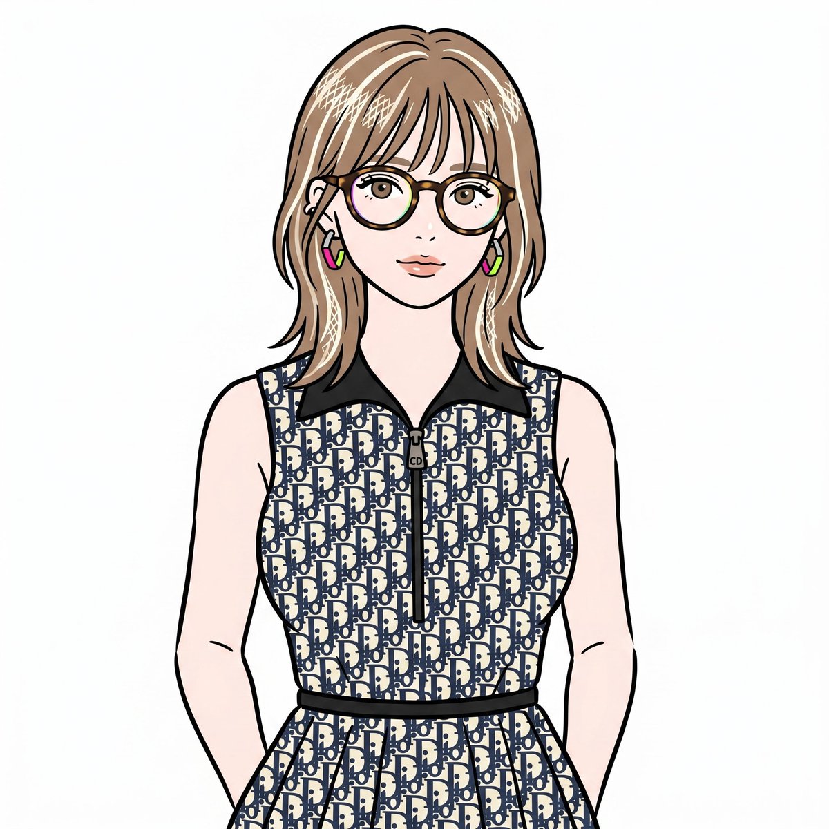 Stylish Minimalist Anime Portrait - AI image template preview