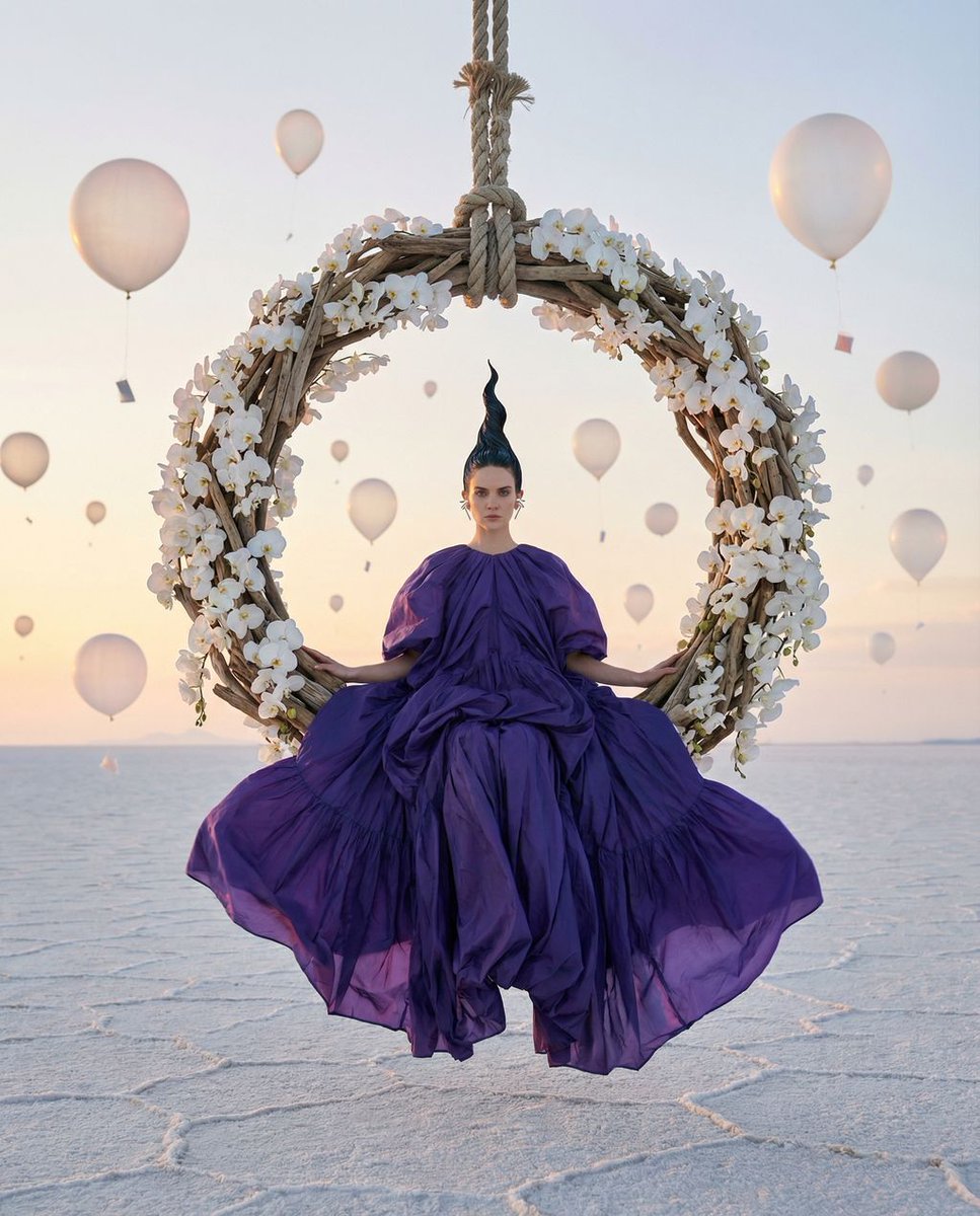 Violet Dreams Surreal Fashion Editorial - AI image template preview