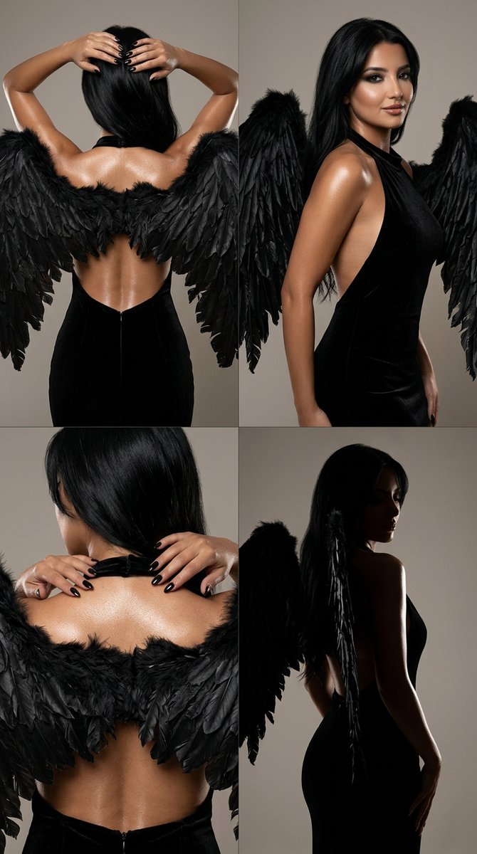 Fallen Angel Fashion Editorial Grid - AI image template preview