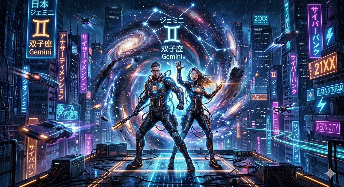 Gemini Cyberpunk Dimension - AI image template preview