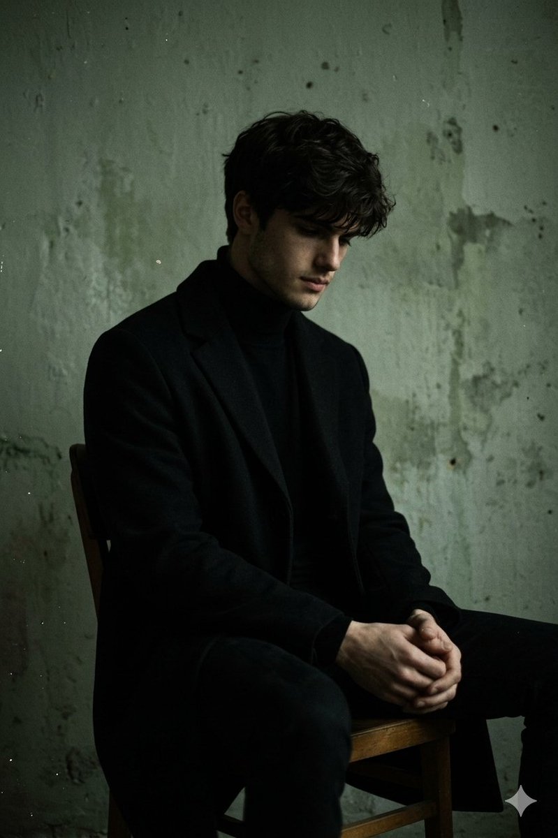 Moody Low-Key Male Portrait - AI image template preview