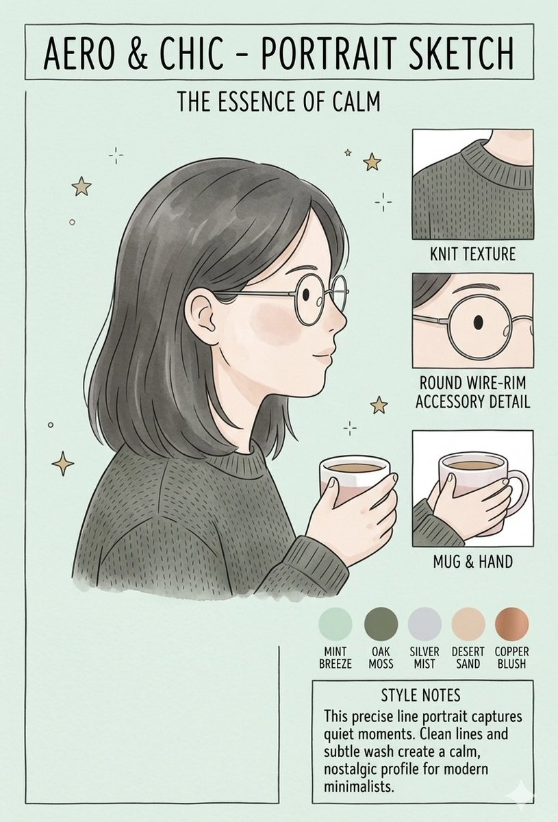 Aero & Chic Minimalist Character Sketch - AI image template preview
