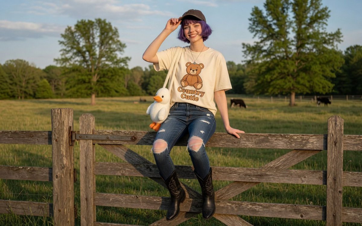Rural Countryside Fashion Portrait - AI image template preview