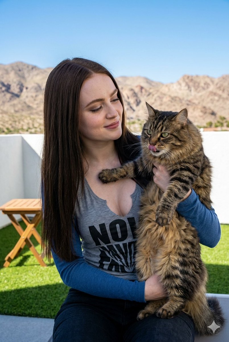 Portrait with Fluffy Tabby Cat - AI image template preview