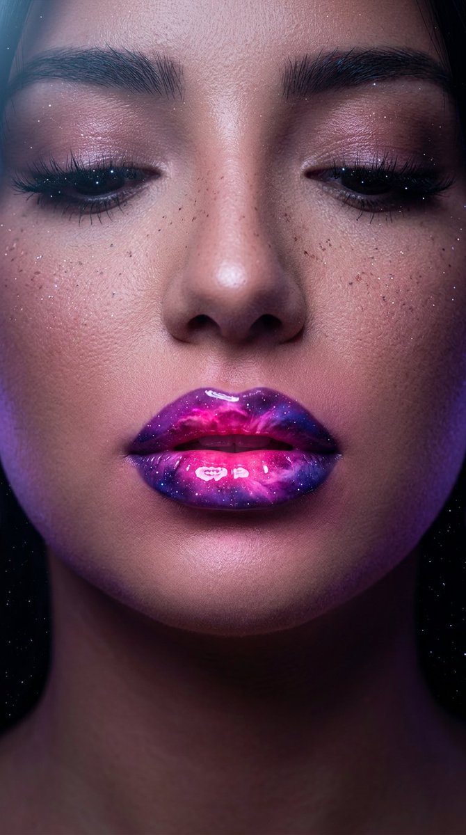 Cosmic Nebula Lipstick Beauty Campaign - AI image template preview