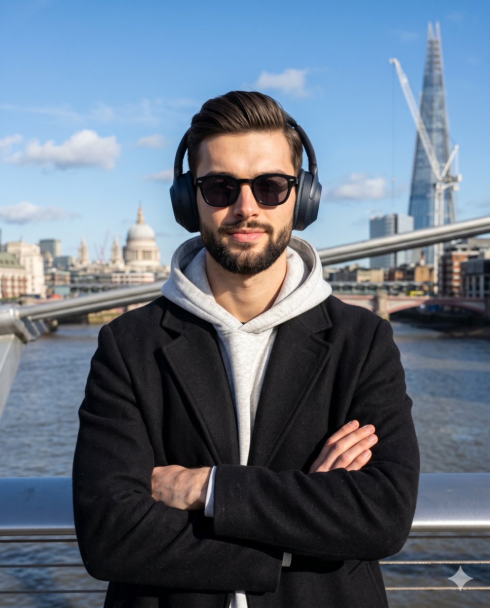 Urban Lifestyle Portrait at The River Thames - AI image template preview