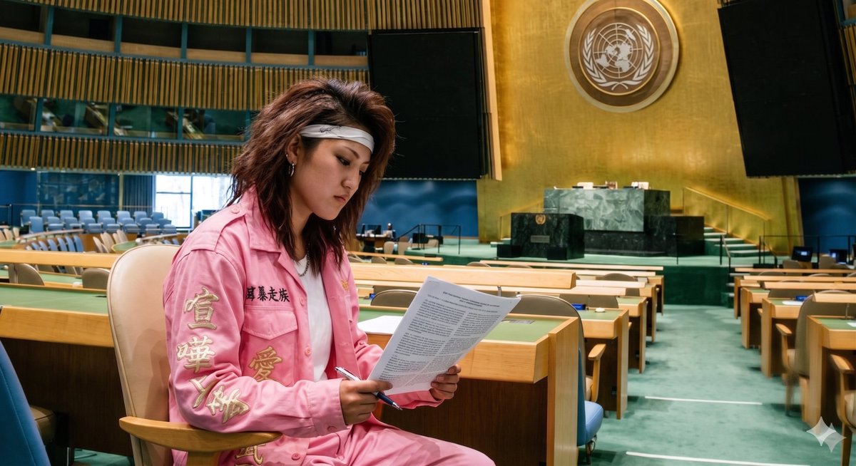 Female Bosozoku vs United Nations - AI image template preview