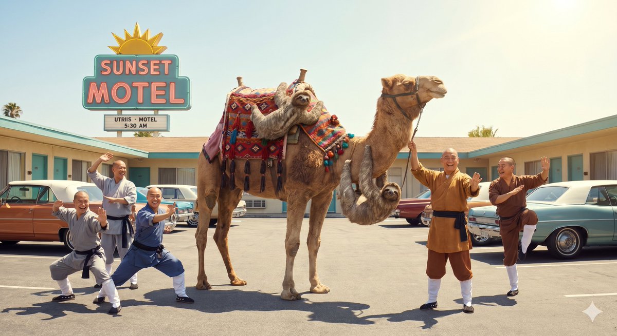 Surreal Camel vs Motel Scene - AI image template preview