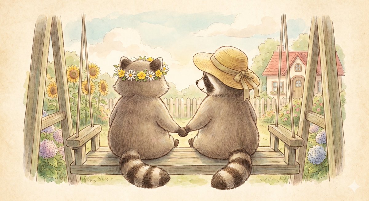 Picture Book Style Raccoon Characters - AI image template preview