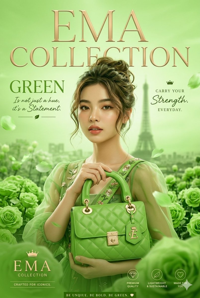 Green Fashion Advertisement Magazine Cover - AI image template preview