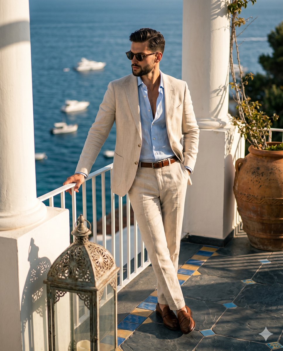 Mediterranean Riviera Editorial Portrait - AI image template preview