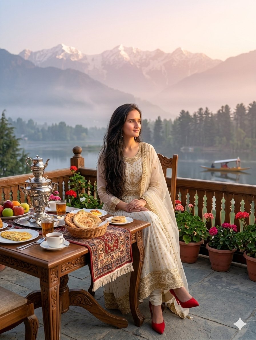 Traditional Kashmiri Breakfast Landscape - AI image template preview