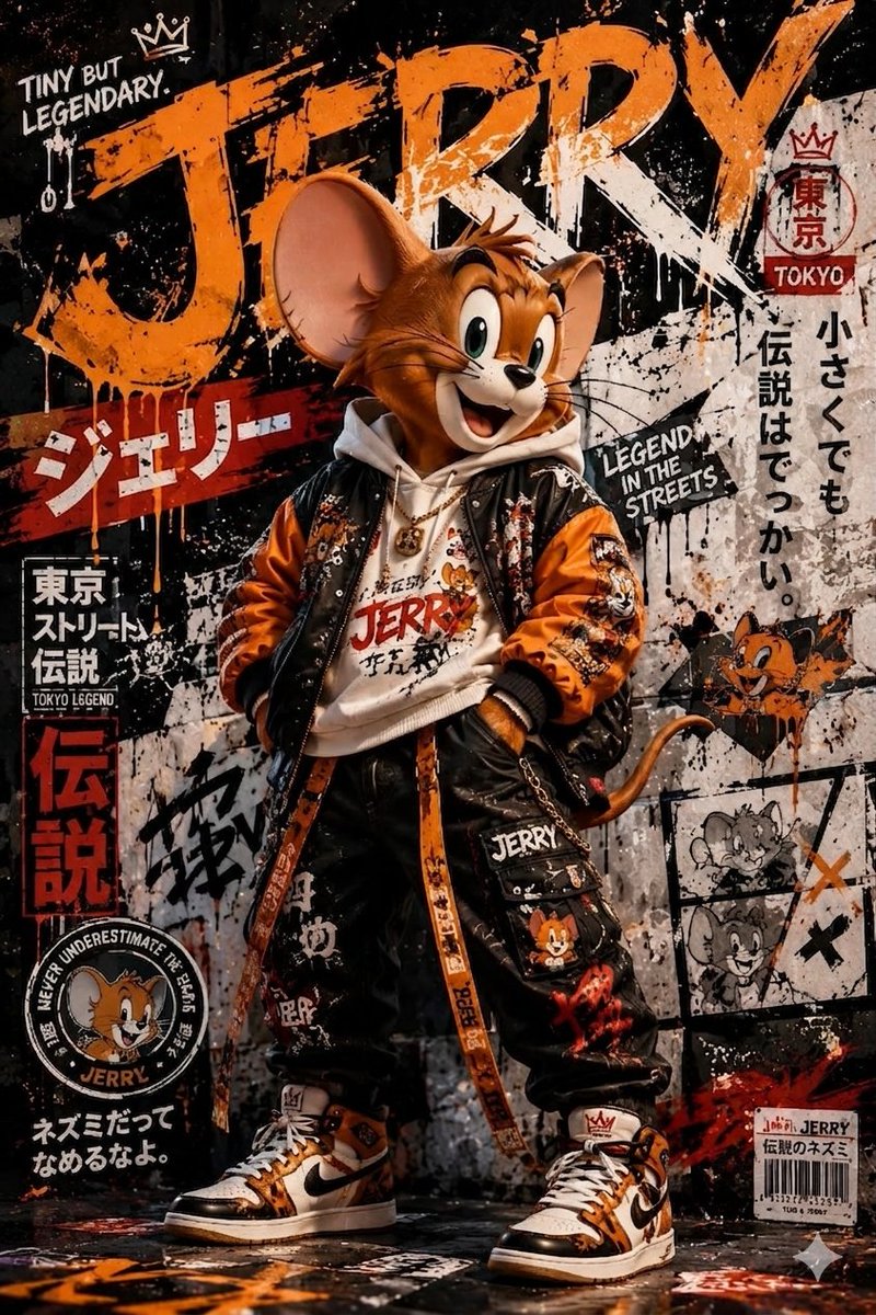 Urban Street-Art Jerry Mouse - AI image template preview