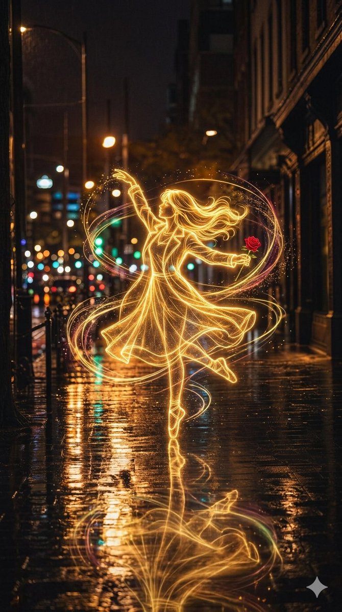 Ballerina Golden Energy Rain Illustration - AI image template preview