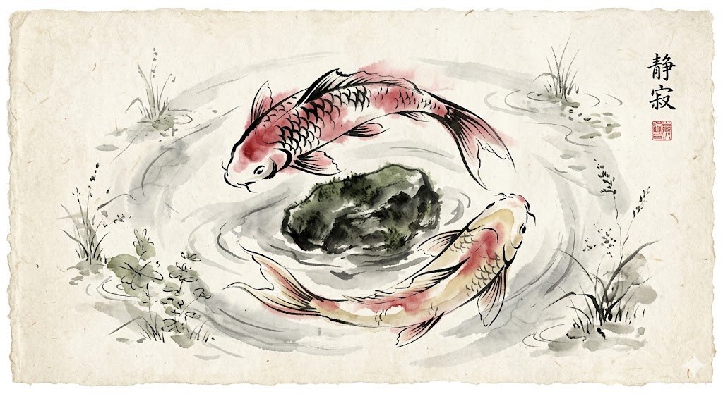 Sumi-e Style Koi Painting - AI image template preview