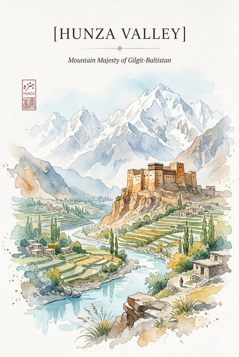 Alpine Watercolor Travel Poster - AI image template preview