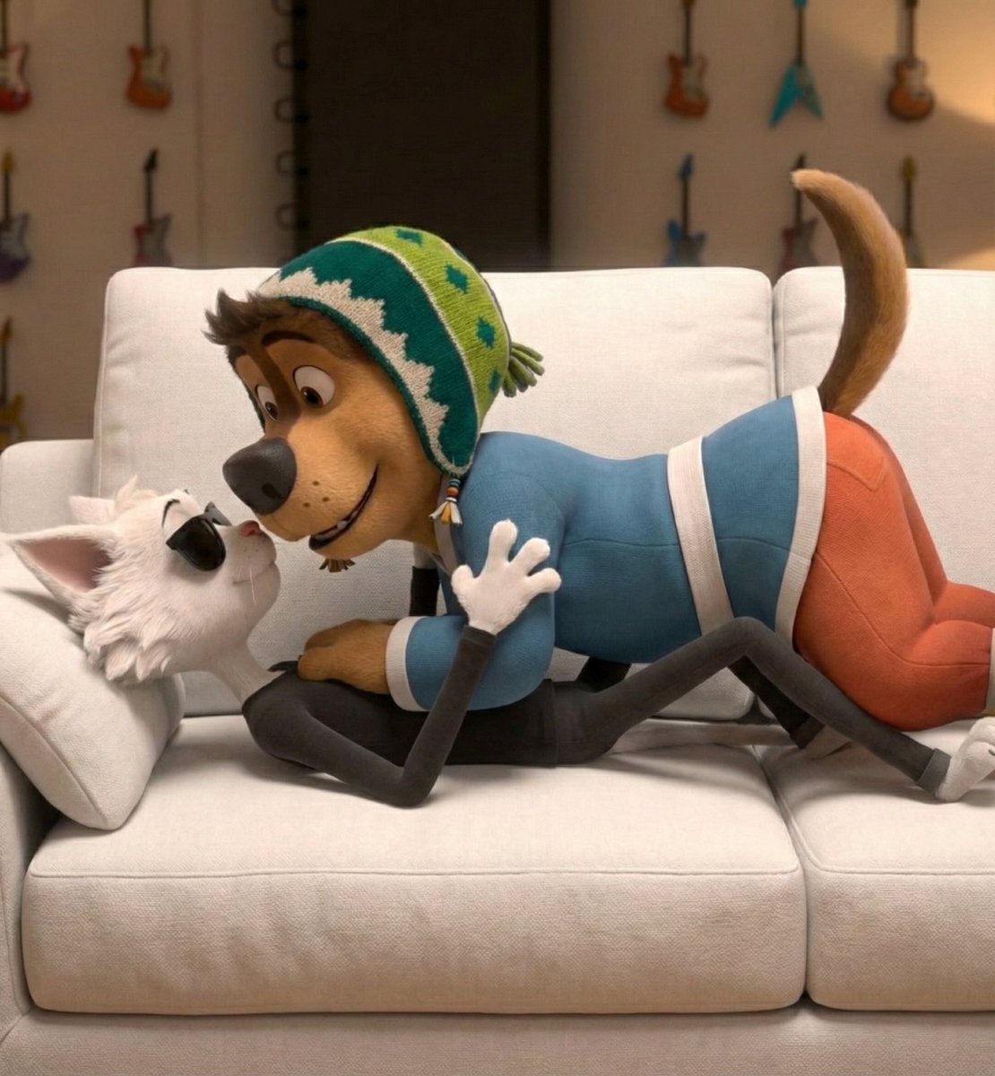 Rock Dog Characters on Sofa - AI image template preview