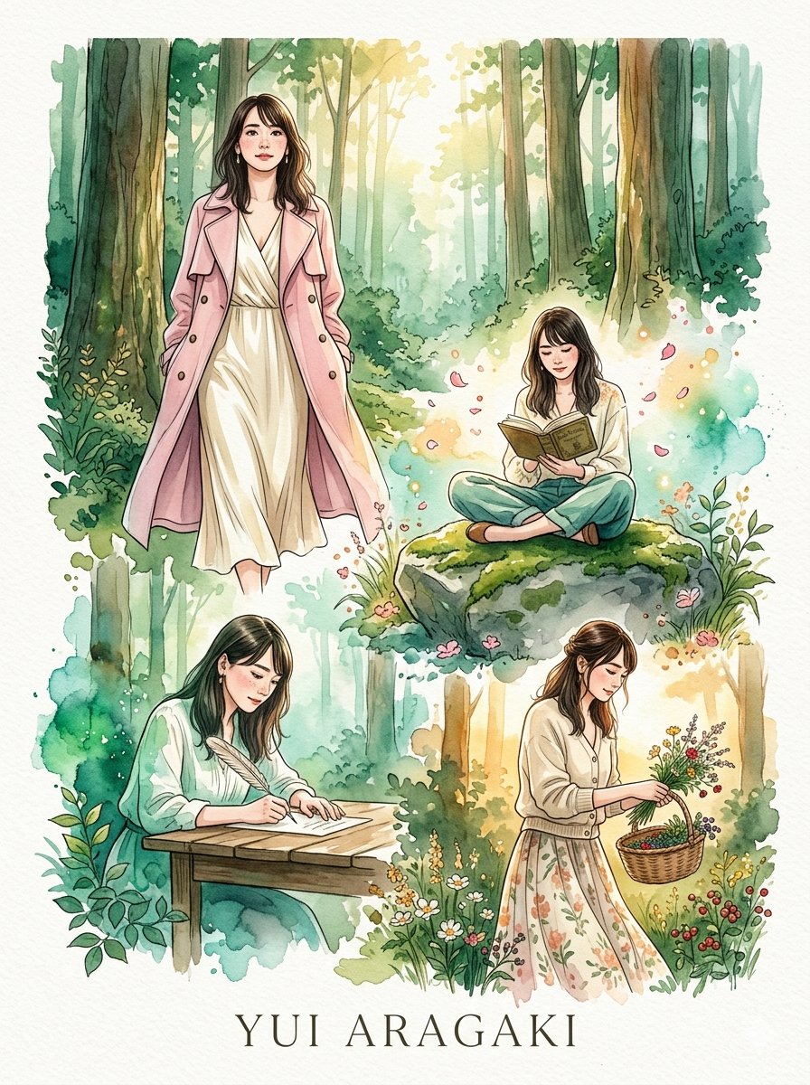 Whimsical Japanese Watercolor Portrait - AI image template preview