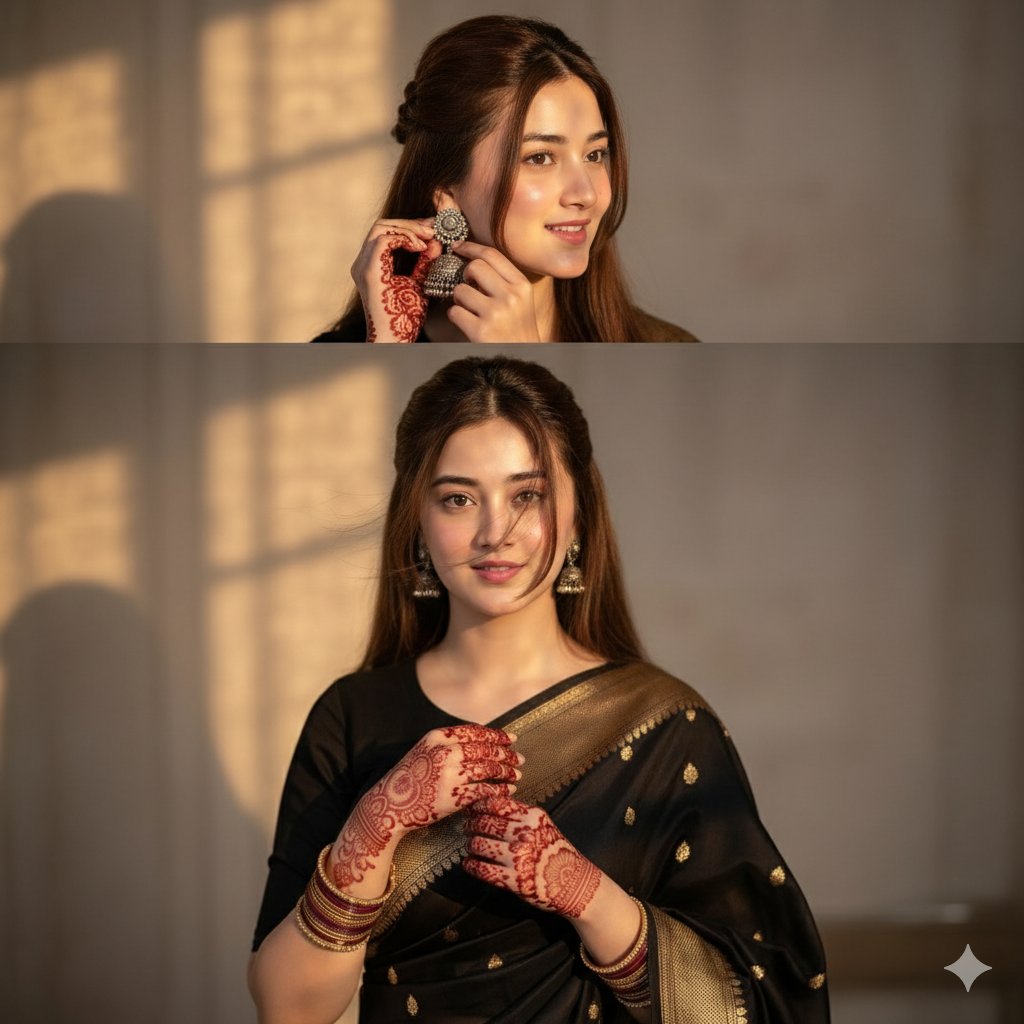 Indian bridal look cinematic collage - AI image template preview