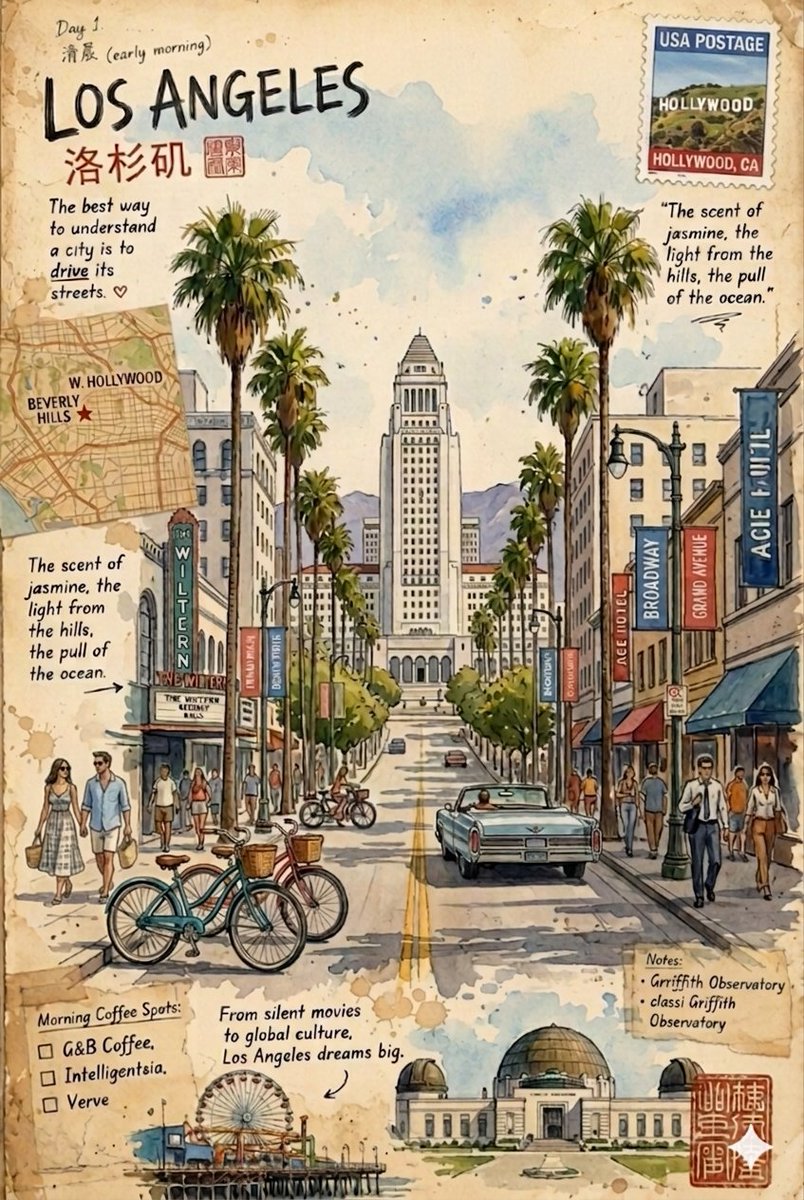 Vintage travel journal watercolor - AI image template preview