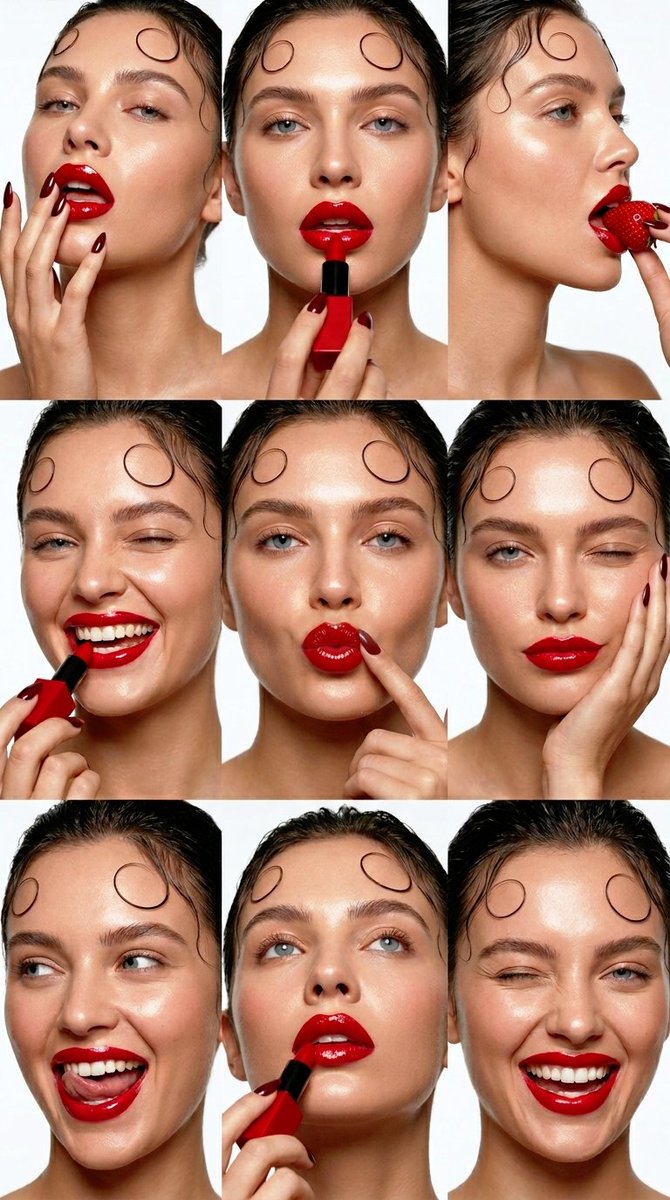 Beauty Collage Lipstick Grid - AI image template preview