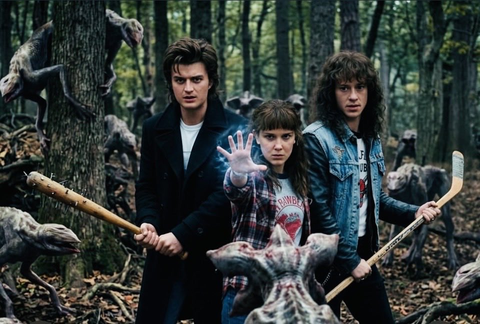 Stranger Things Trio Photo Album - AI image template preview